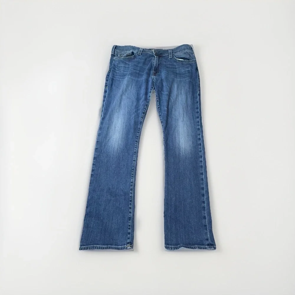 VTG True Religion Jeans Mens 42x33 Blue Ricky Distressed Stitch Flap Y2K USA